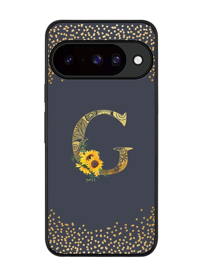 For Google Pixel 10 Case,Slim fit Camera Protection, Shockproof Thin Phone cover  - Custom Floral Monogram - G  (Grey )